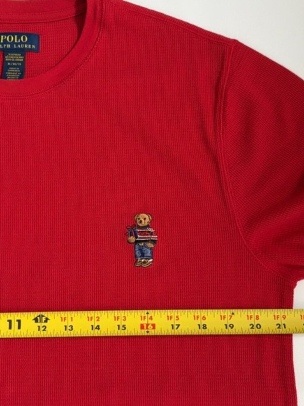 Polo Ralph Lauren Men’s Shirt Bear Red Crew Neck Long Sleeve Thermal Top XL - Picture 12 of 12